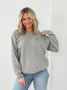 Achy Breaky Embroidered Sweatshirt-Heather Grey
