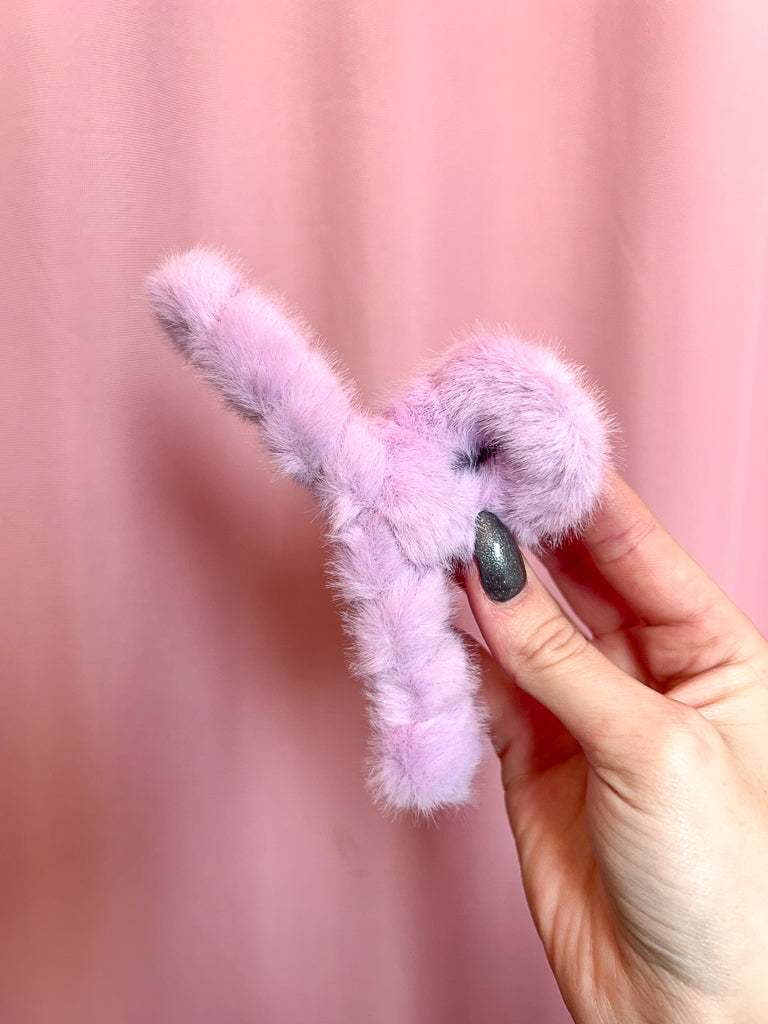 Fuzzy Hair Clip- Lavender