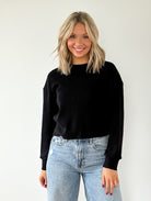 Isla Cozy Ribbed Pullover- True Black
