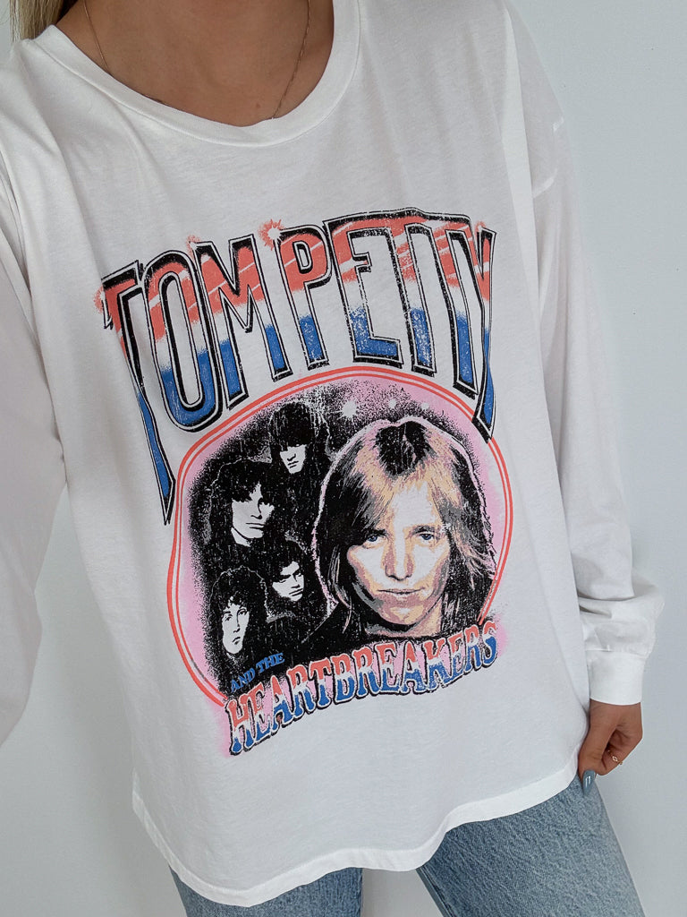 Tom Petty 76 Long Sleeve-Vintage White