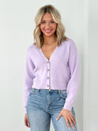 Orville V Button Down Cardigan-Lilac
