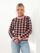 Houndstooth Sweater - Pink