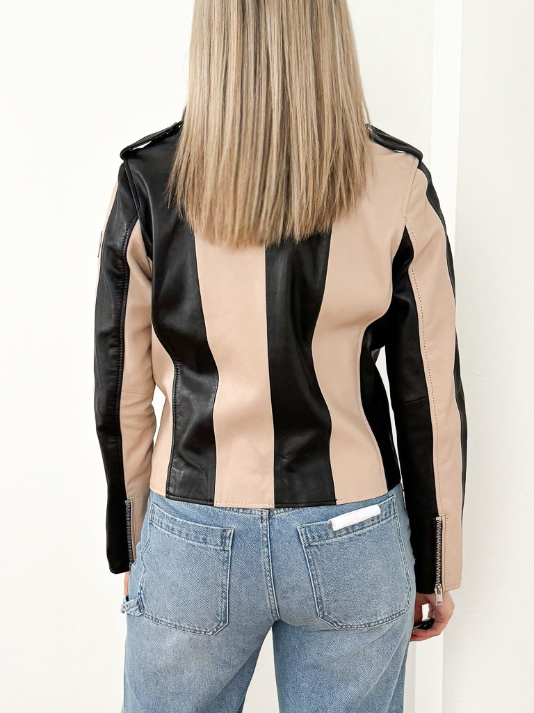 Armillia Leather Jacket-Black/Beige