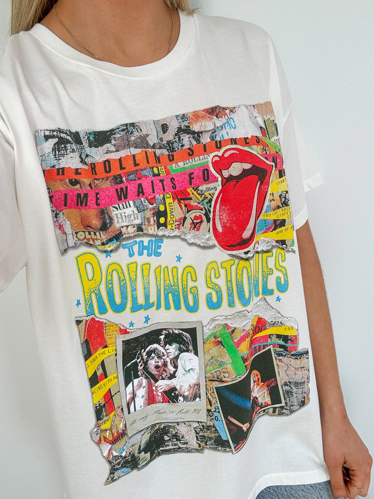 Rolling Stones Time Waits for No One Tee-Vintage White