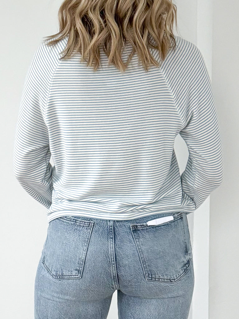 Staying In Stripe LS Top- Blue Jay