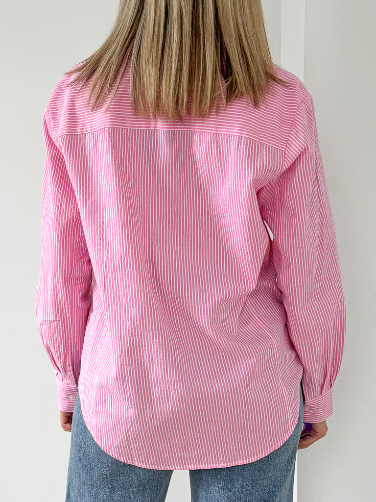 The Boyfriend Shirt-Pink Slip Stripe