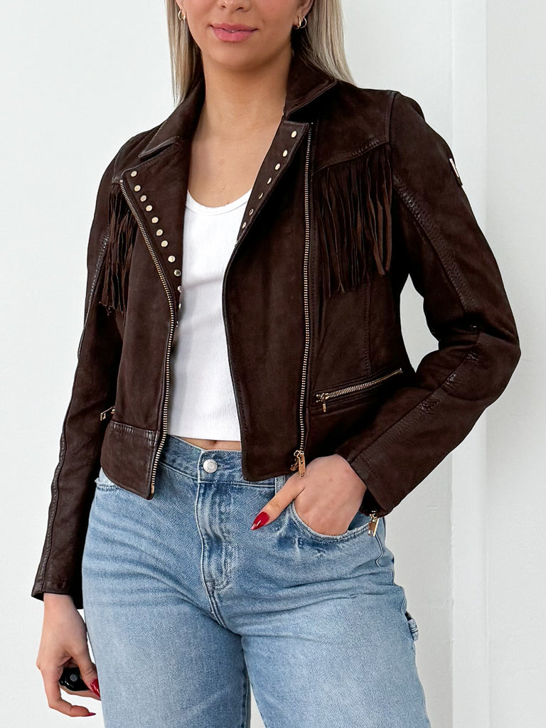 Fanny Leather Jacket- Brown