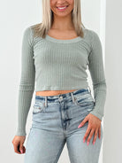 Louise Scoop Neck Washed Sweater Rib Longsleeve-Endless Sky