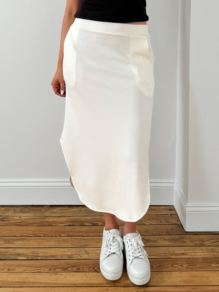 Mae Butter Modal Midi Skirt-Cream