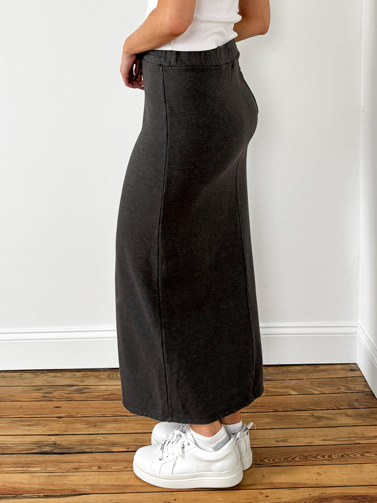 Eternal Front Slit Maxi Skirt-Vintage Charcoal