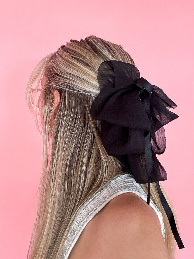 Hair Bow Clip-Black