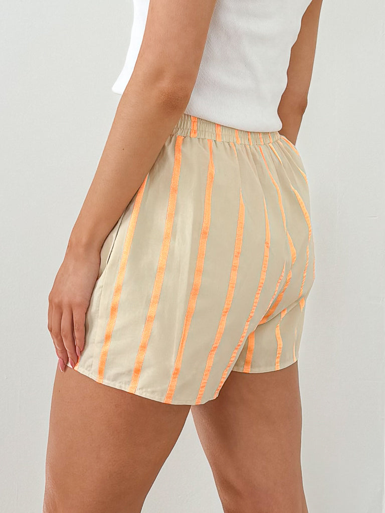 Harmony Striped Shorts- Beige/Orange