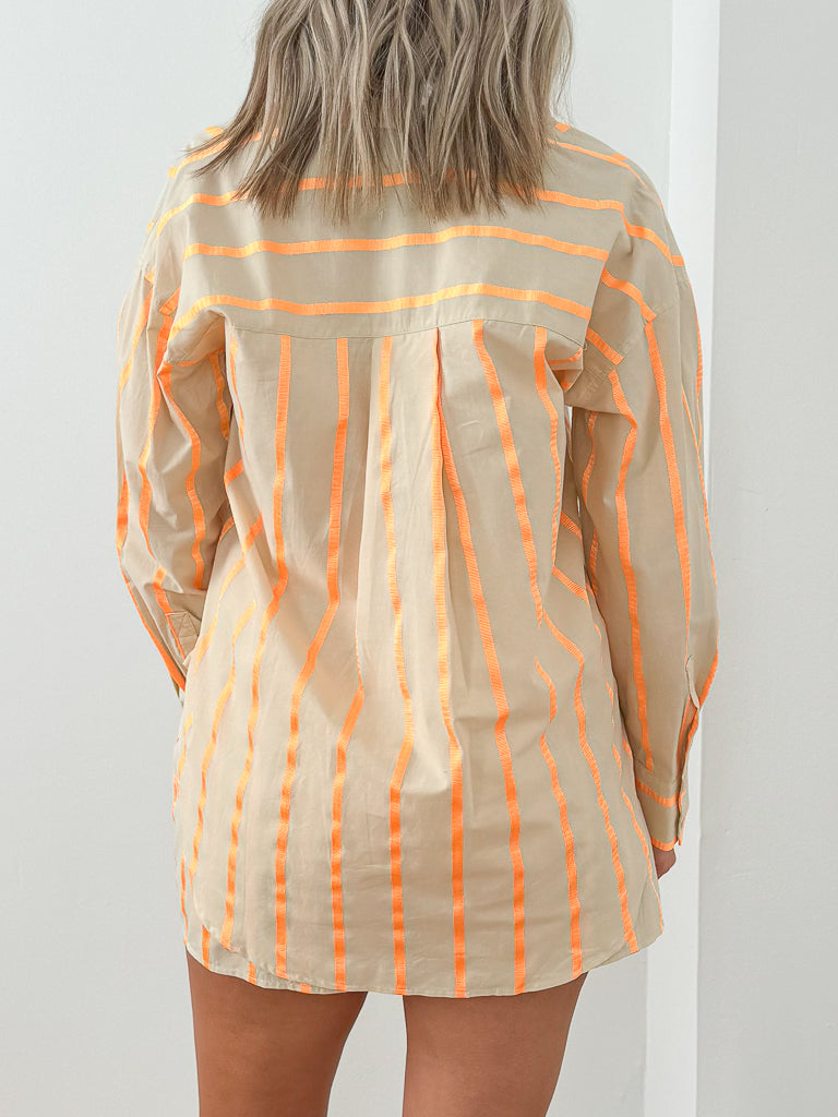 Harmony Striped Shorts- Beige/Orange