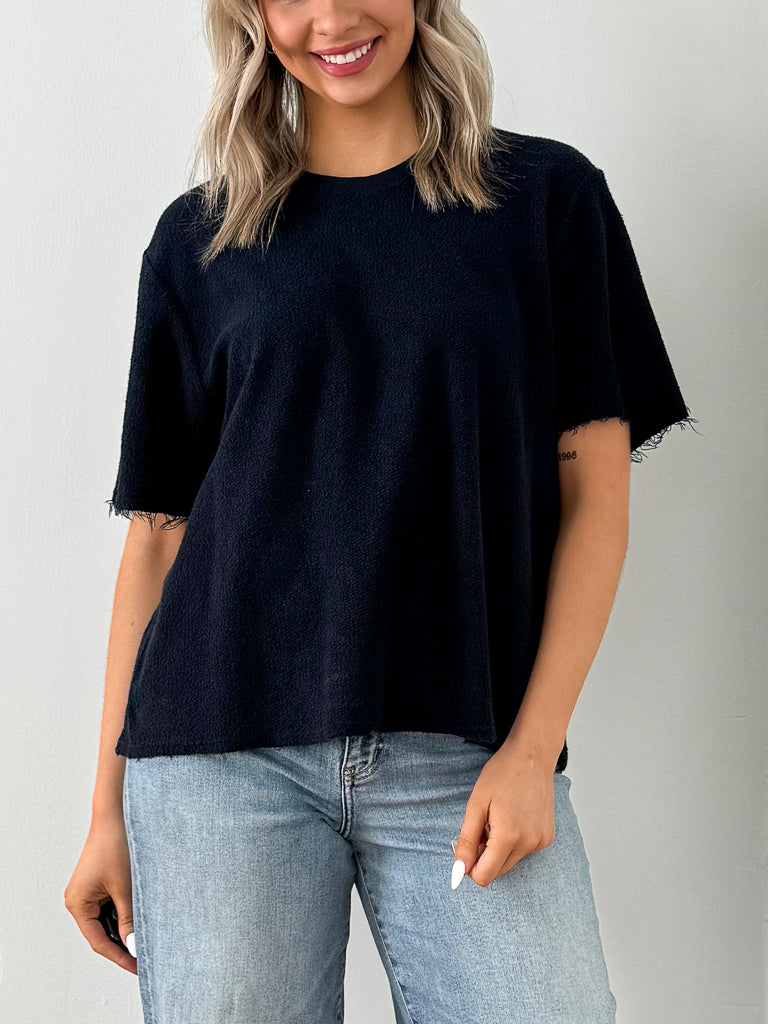 Demi French Terry T-Shirt-Navy