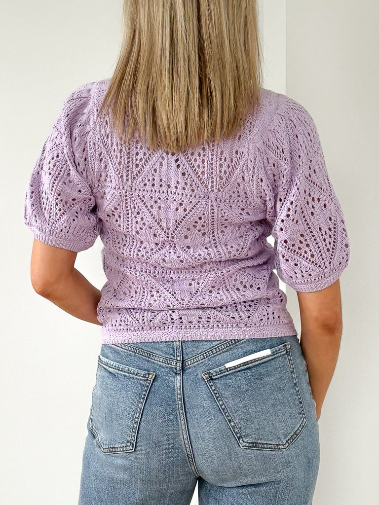 Jase Short Sleeve Sweater-Lilac