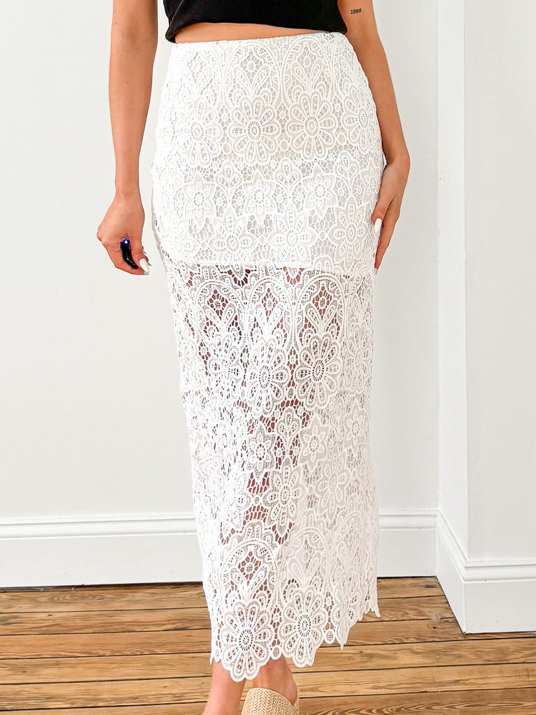 Lace Weave Skirt - White