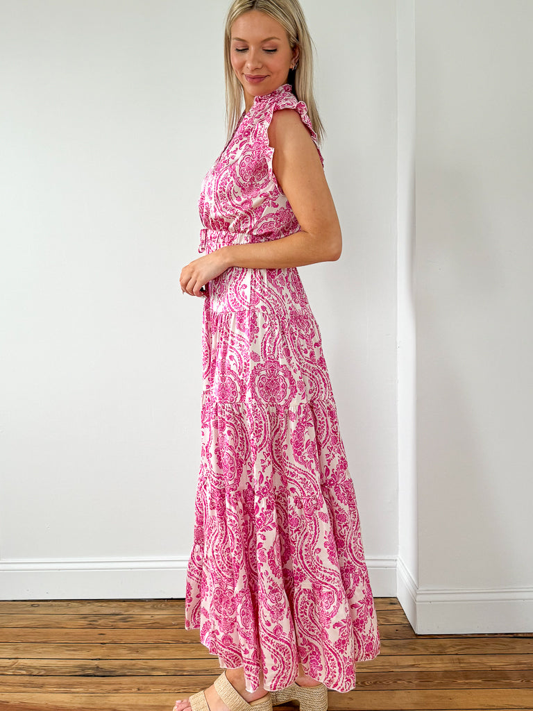 Miranda Paisley Dress- Pink