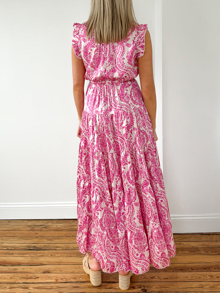 Miranda Paisley Dress- Pink
