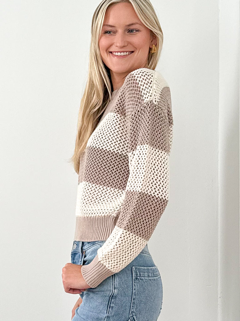 Broadbeach Stripe Sweater-Putty