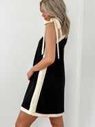 Angie Butter Modal Tie Strap Tank Dress- Black/Eggshell