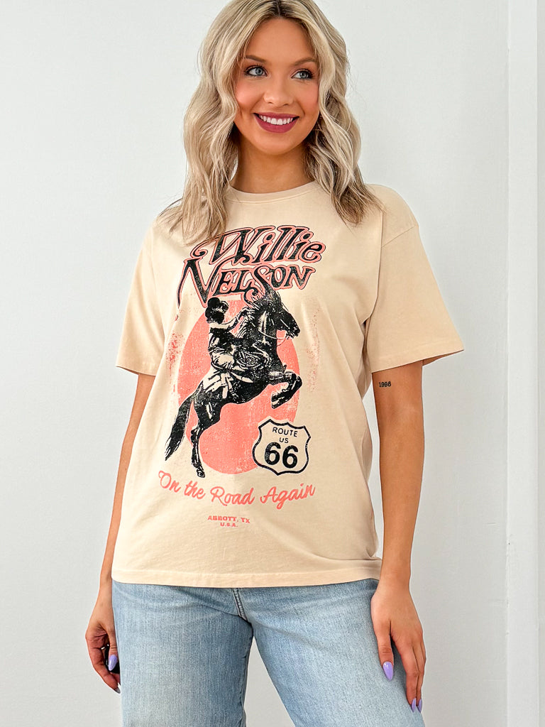 Willie Nelson Route 66 Weekend Tee- Sand