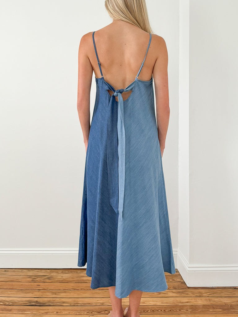 Mavis Tie Back Dress-Blue