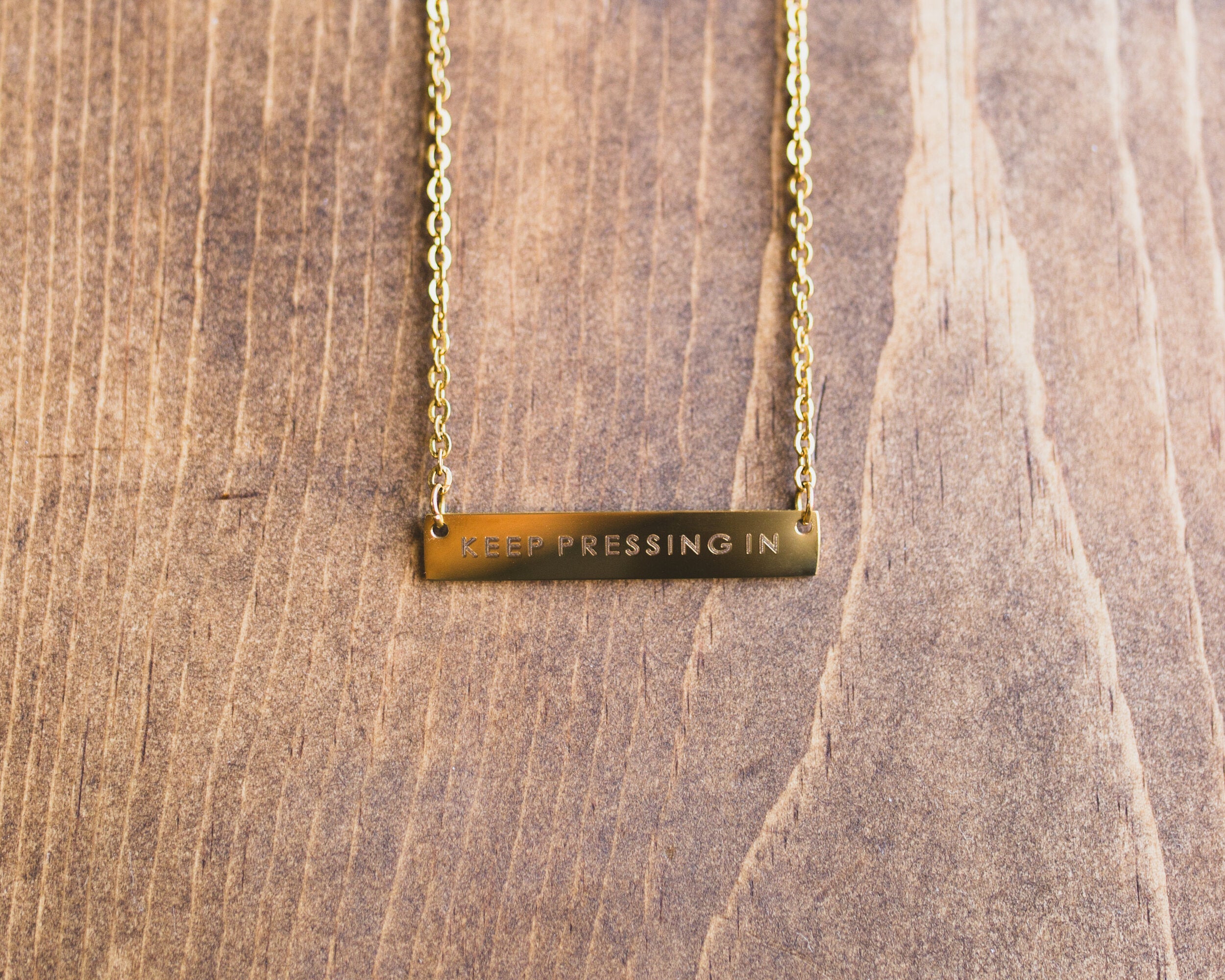 Horizontal Bar Necklace - Keep Pressing In