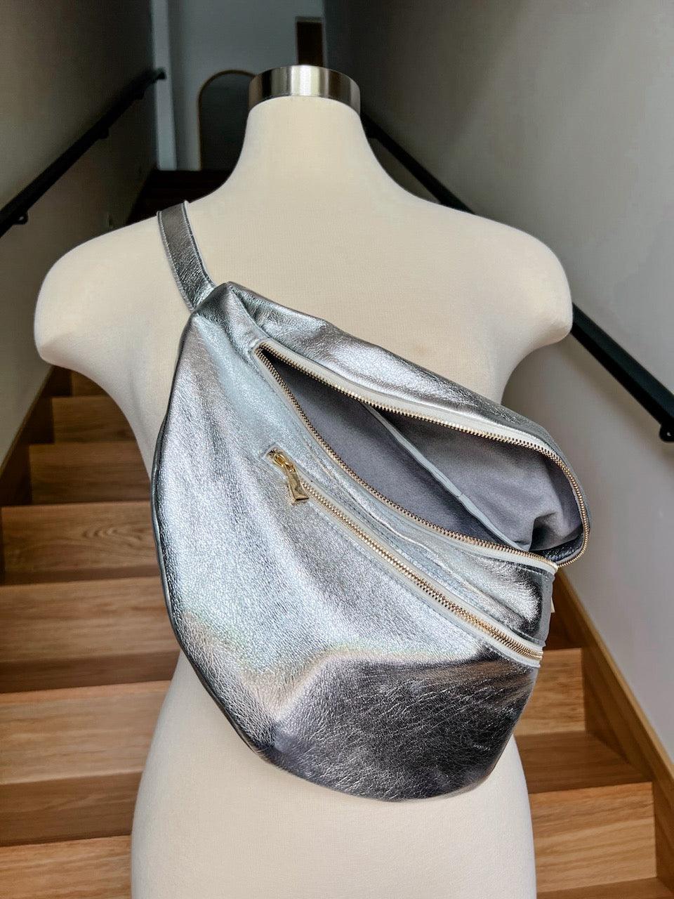 The Flutter Sling Handbag - Silver Foil - Flutter