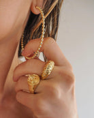Pave Ball Chain Hoops - Gold - Flutter