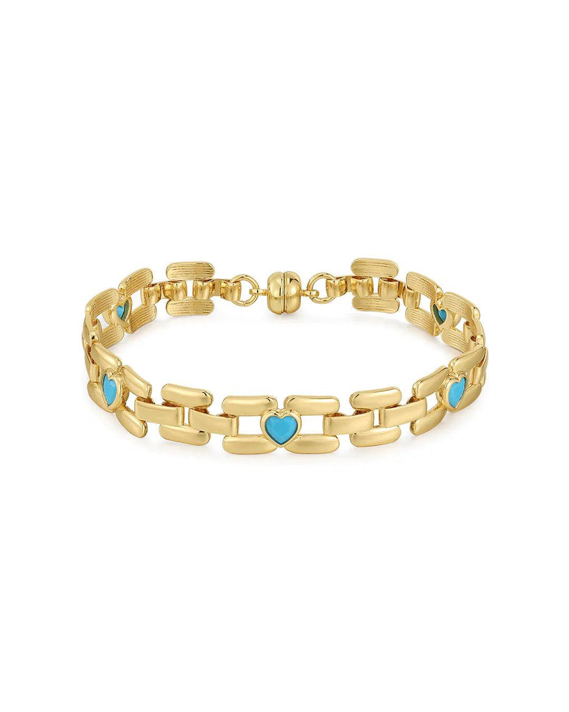 The Heart Stone Link Bracelet- Gold - Flutter