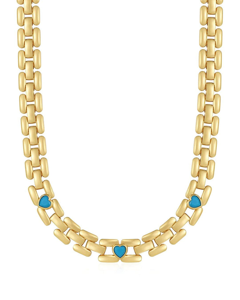 The Heart Stone Link Necklace- Gold - Flutter