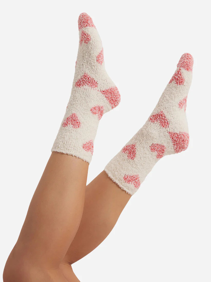 2-Pack Plush Heart Socks- Vanilla Ice
