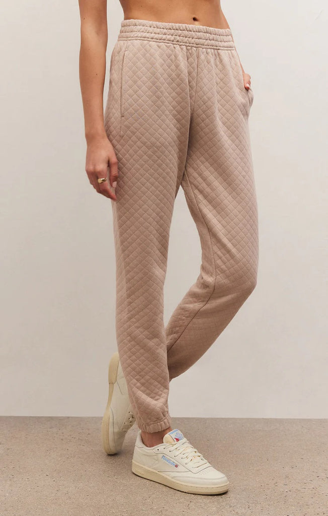 Slim Quilted Jogger- Almond