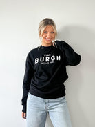 The Burgh Crew Sweatshirt - Black/White - Flutter