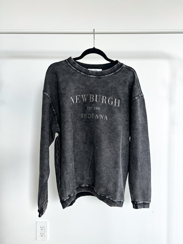 Newburgh Corded Crew Sweatshirt - Washed Black