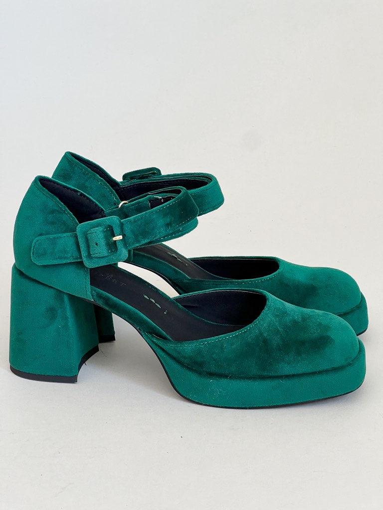 Naked Feet - Estonia Heels in Emerald - Flutter