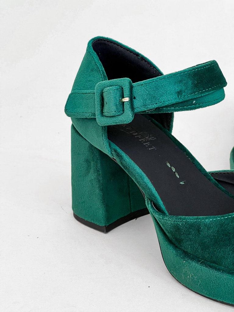 Naked Feet - Estonia Heels in Emerald - Flutter