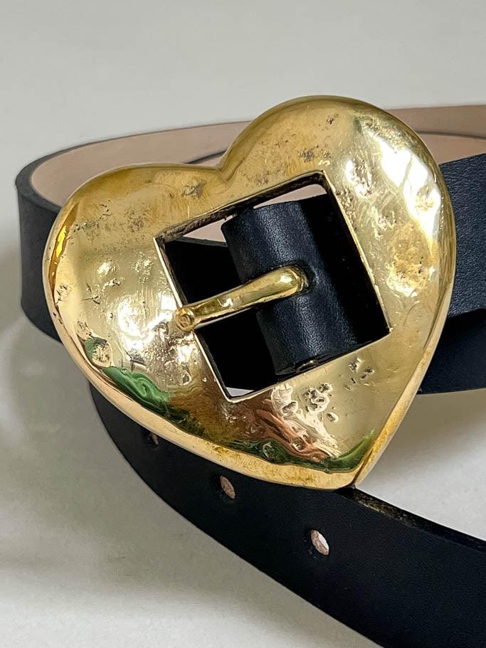 Brass Heart Belt - Black - Flutter