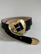 Brass Heart Belt - Black - Flutter