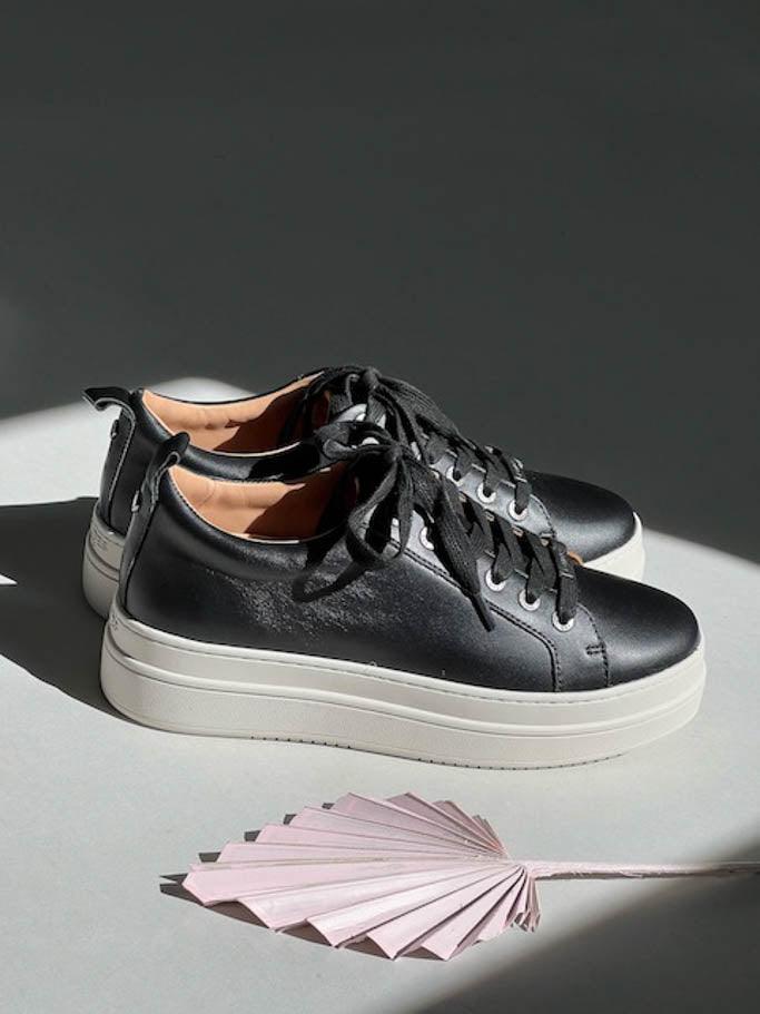 J/Slides - Noca Platform Sneaker - Black Leather - Flutter