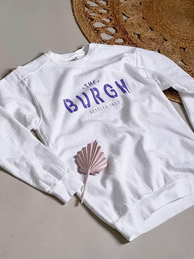 The Burgh Sweatshirt - White/Purple - Flutter