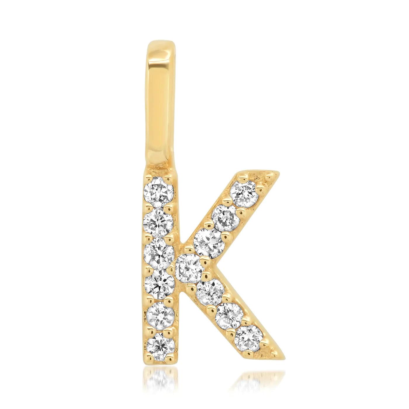 14K Pave Diamond Initial Charm - Gold - Flutter