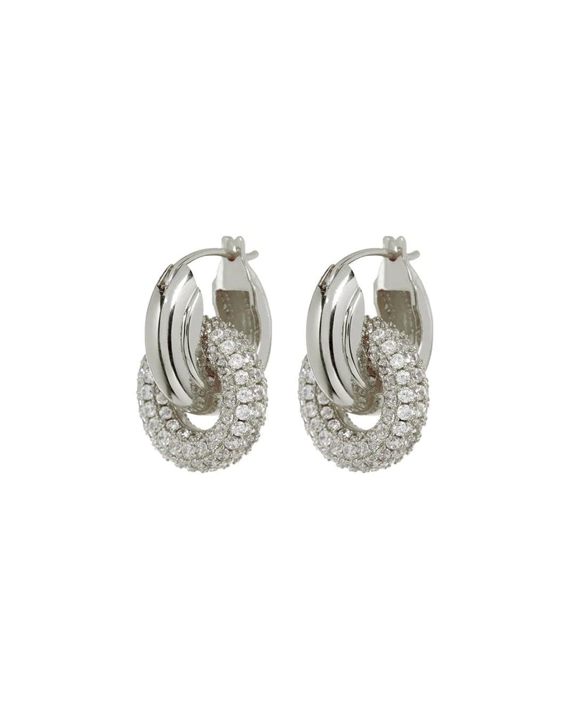 The Pave Interlock Hoops - Silver - Flutter