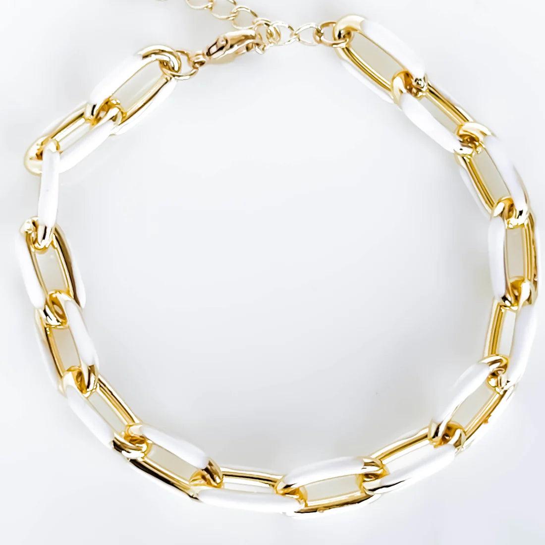 Eloise Chain Link Bracelet - White/14k Gold Filled - Flutter